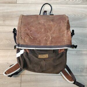 Ahanica Pannier/Roll Top Bag Brown Waxed canvas bike bag backpack